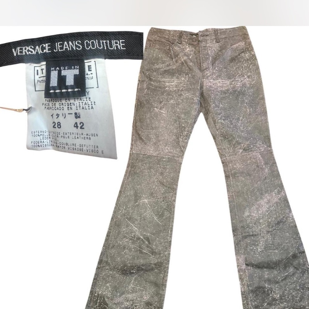 Versace Jeans Collection Women's Leather Distressed Pants US28/EU42